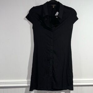 Afrm black dress medium stretch soft button down ribbed NEW revolve